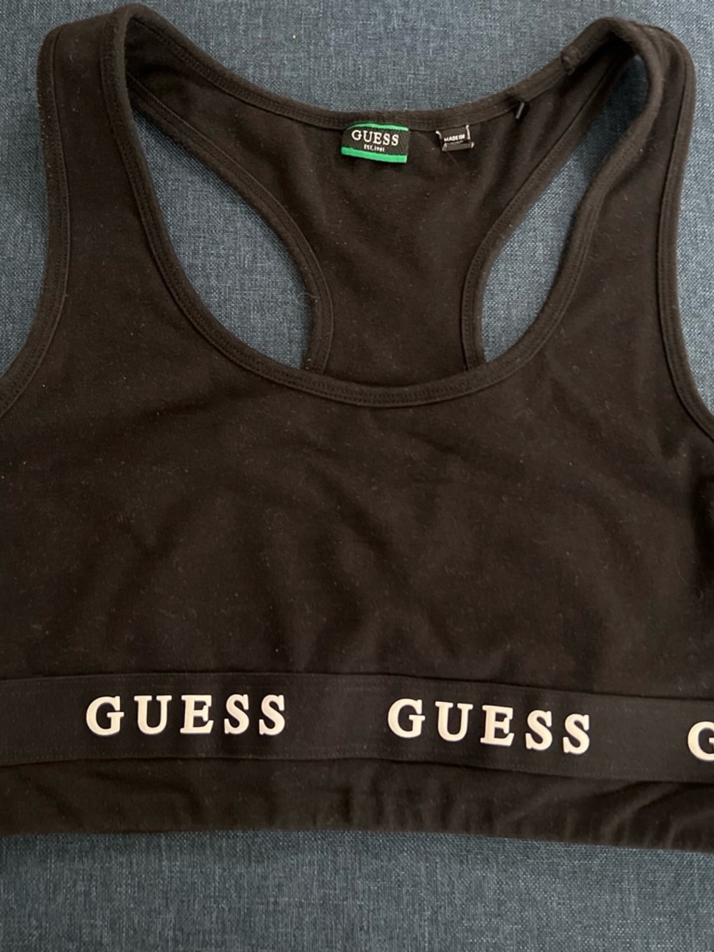 GUESS Black Logo Racerback Bralette
